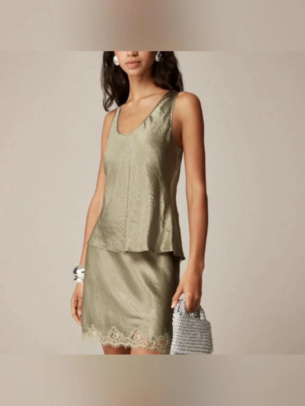 NWOT J. Crew Scoopneck tank top in textured satin, Size S